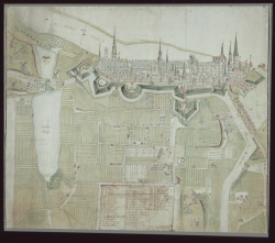 Stadtansicht Rostocks von Süden (Zacharias Voigt, 1737)