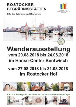 Plakat Wanderausstellung „Rostocker Begräbnisstätten – Orte des Erinnerns und Bewahrens“