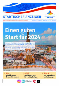 Titelseite der Ausgabe 12/2023 des Städtischen Anzeigers vom 21. Dezember 2023