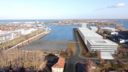 Visualisierung des Werftbeckens Warnemünde