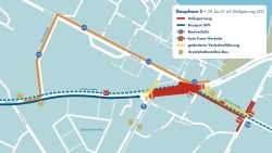 Baustellenkarte am Werftdreieck, 25. bis 31. Juli