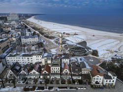 Blick auf Warnemünde im Winter