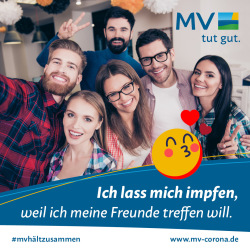 Plakat mit jungen Menschen Ich lasse mich impfen.