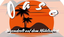 Jugendzelt auf dem Mühlenfest - Oase Logo