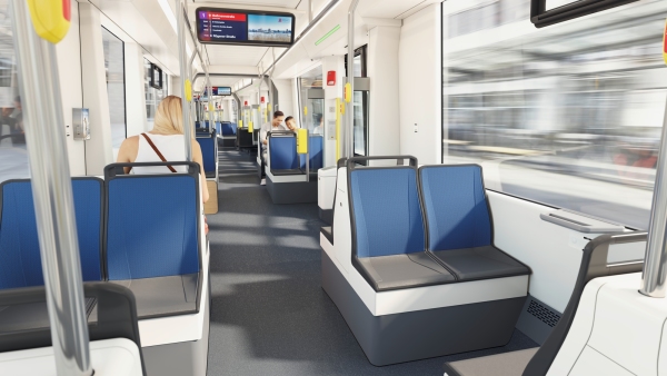 Visualisierung: Stadler-Straßenbahn TINA innen.