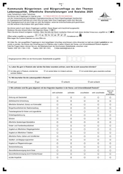 Kommunale Bürgerinnen- und Bürgerumfrage zu den Themen Lebensqualität, öffentliche Dienstleistungen und Soziales 2025