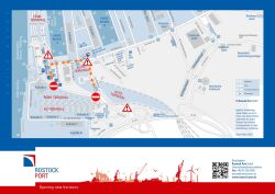 Nach der Einfahrt von der Bundesautobahn A19 in den Überseehafen ist die linke Abbiegespur zum Fährterminal gesperrt, so dass der Verkehr über die Straßen 