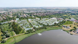 Modellhafte Darstellung des zukünftigen WarnowQuartiers. Einzelne Baufelder werden nach Konzepten vergeben.