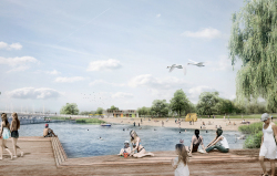Stadtstrand auf der BUGA 2025: Visualisierung aus der Bewerbung