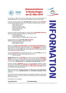 Flyer Demonstrationen am 25. März 2019 in Reutershagen