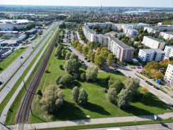 Blick auf die Grünfläche Gutenbergstraße