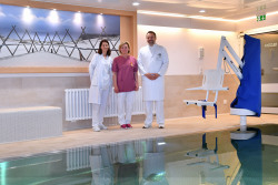 Oberärztin Dr. Antje Kangowski (v. li.), die Leiterin der Physiotherapie Anke Weber und Chefarzt Dr. Norman Görl