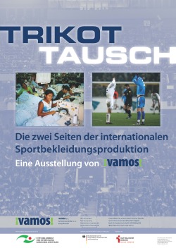 Näherinnen bei der Arbeit und zwei Fußballer beim Triokottausch