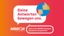 Grafik, Mirror Befragung, jetzt teilnehmen und gewinnen.