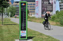 Holger Matthäus, Rostocker Senator für Infrastruktur, Umwelt und Bau unterwegs auf dem Fahrrad