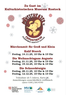 Flyer "Mäuse-Theater" 2025 im Kulturhistorischen Museum Rostock