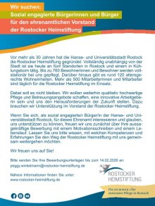 Die Rostocker Heimstiftung sucht engagierte Menschen für ihren Vorstand.