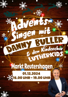 Plakat: 2. Adventssingen auf dem Markt Reutershagen am 1. Dezember 2024