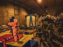 Einsatzübung der Rostocker Feuerwehr am 15. Oktober 2024 im Warnowtunnel.