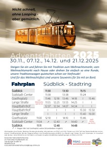 Fahrplan Historische Sonderfahrten zu den Adventswochenenden