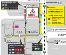 Karte Sperrung Parchimer/ Güstrower Straße: Umleitung der Buslinien 36 und F1