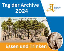 Plakat Tag der Archive 2024 mit historischer Ansichtskarte vom Biergarten Mahn und Ohlerich