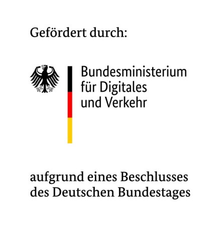 Logo Bundesministerium für Digitales und Verkehr mit Fördertext
