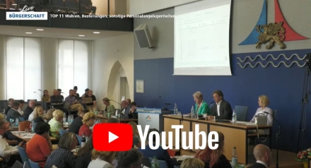 Bürgerschaftssitzung live bei YouTube am 17. Juli 2024 (mit YouTube-Logo).