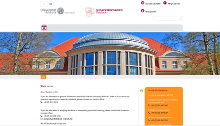 Universitätsklinik Rostock screenshot der homepage
