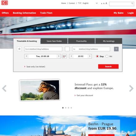 Homepage Deutsche Bahn