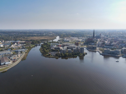Luftaufnahme Standort zukünftige Greifenbrücke 2020