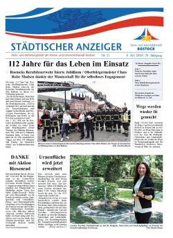 Titelseite Ausgabe Nr. 7/2020 des Rostocker Amts- und Mitteilungsblatts "Städtischer Anzeiger"