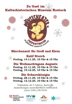 Flyer "Mäuse-Theater" 2025 im Kulturhistorischen Museum Rostock
