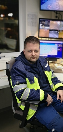 Andreas Münn, Operator im Rostocker Überseehafen.