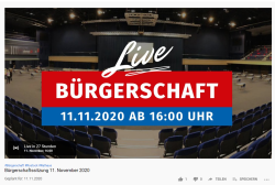 YouTube-Kanal - Bürgerschaftssitzung 11.11.2020, 16 Uhr