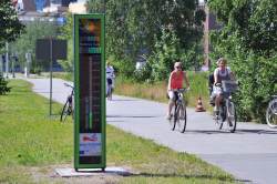 Die Hansestadt Rostock misst das Fahrradklima mit dem Fahrradbarometer am Strande