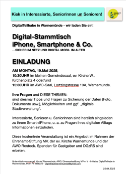 Digital-Thementag für Seniorinnen und Senioren am 19. Mai 2025 in Warnemünde