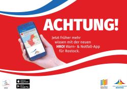 Plakat "ACHTUNG!" HRO! Warn- & Notfall-App (Querformat)