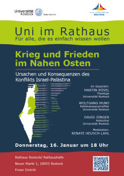 „Krieg und Frieden im Nahen Osten“ ist Talk-Thema bei „Uni im Rathaus“ am 16. Januar 2025