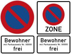 Verkehrsschild Bewohner mit Parkausweis... frei Verkehrsschild Bewohner mit Parkausweis... frei