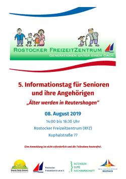 Poster zum 5. Informationstag für Senioren und ihre Angehörigen am 8. August 2019 in Reutershagen