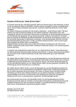 Potsdamer Erklärung der "Städte Sichere Häfen" vom 3. Juni 2019