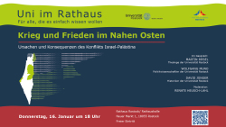 „Krieg und Frieden im Nahen Osten“ ist Talk-Thema bei „Uni im Rathaus“ am 16. Januar 2025