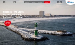 Die Startseite der touristischen Seiten von Rostock.de präsentiert sich mit neuem Layout und neuer Navigation