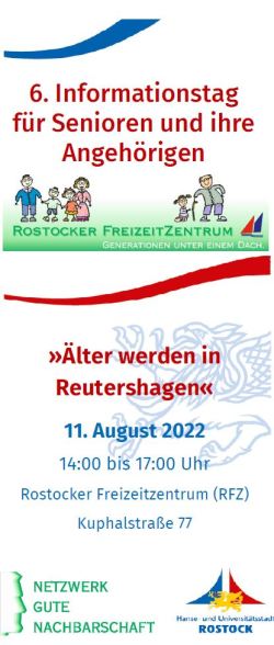 "Älter werden in Reutershagen" - 6. Informationstag am 11. August 2022