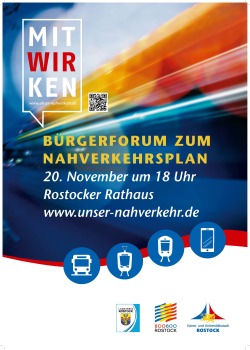 Plakat zum Bürgerforum "Unser Nahverkehr" am 20. November 2019 im Rostocker Rathaus.