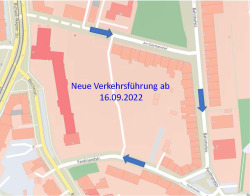 Karte Am Güterbahnhof, neue Verkehrsführung