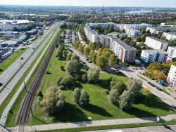 Blick auf die Grünfläche Gutenbergstraße