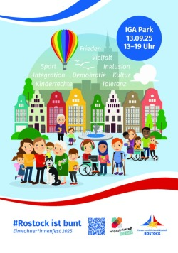 Plakat „Rostock ist bunt“ am 13.09.2025 von 13 bis 19 Uhr im IGA Park