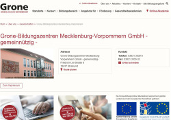 Internetauftritt Grone Bildungszentren Rostock GmbH
